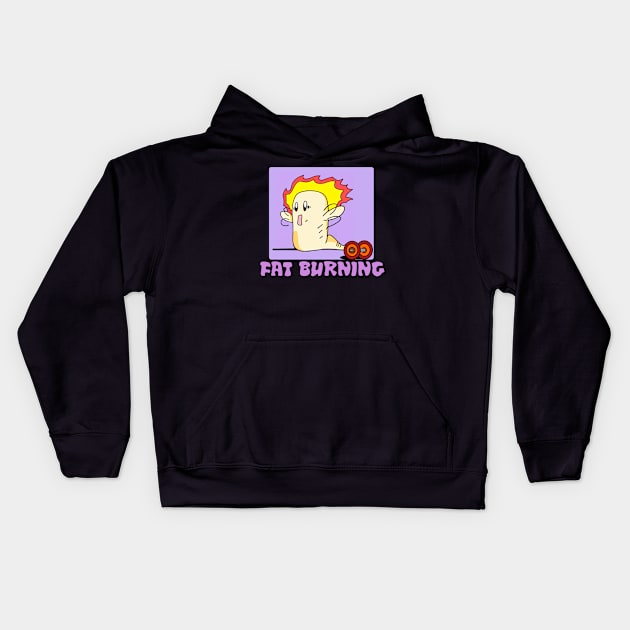 FAT BURNING - Funny Fat Burning Gym Workout Cartoon Gift Kids Hoodie by sillyindustries